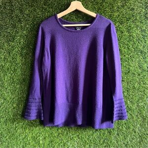 Liz Claiborne Mesh Striped Sleeve Sweater Bell Sleeve Statement